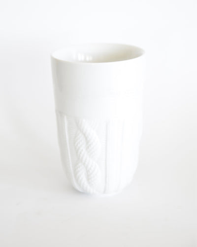 Blank cable knit sweater tumbler mug for coffee and tea